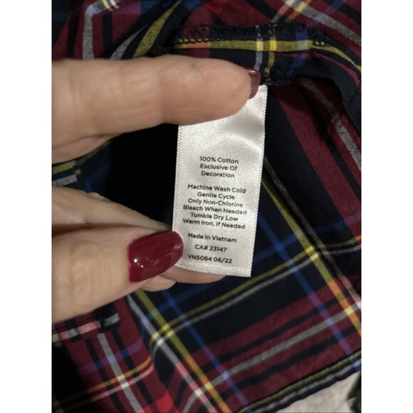 Talbots Split Neck Tunic Holiday Velvet Trim in Cabin Plaid Shirt - Women's 1X - Picture 11 of 11